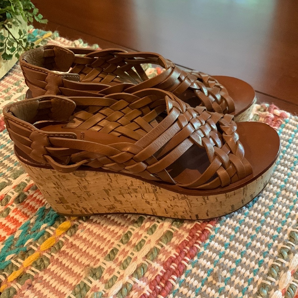 Tory Burch Brown Woven Wedge Sandals